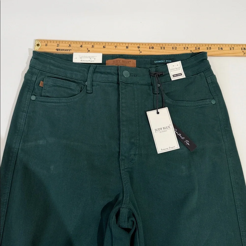NWT Judy Blue Jeans Size 30 High Waist Cropped With Tummy Control Green - Picture 8 of 13